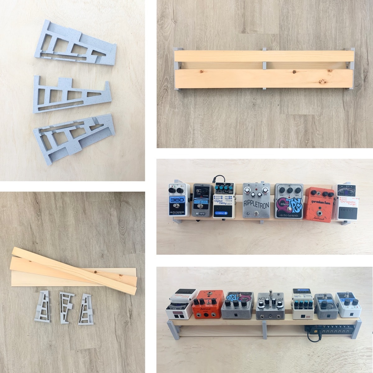 demonstrative imagse for the DIY Pedalboard Brackets for Common Lumber