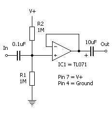 "Sweet Fit" Breadboard Breakout - TL071 Buffer